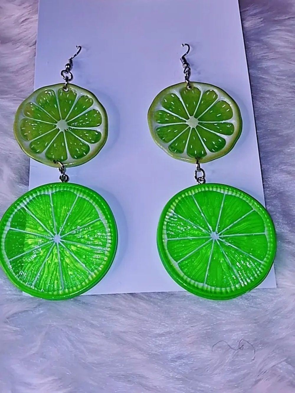 Lime Slice Dangle Earrings - Bright Green